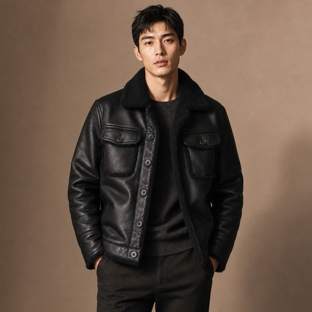 Immo | Lederjacke Fleecefutter