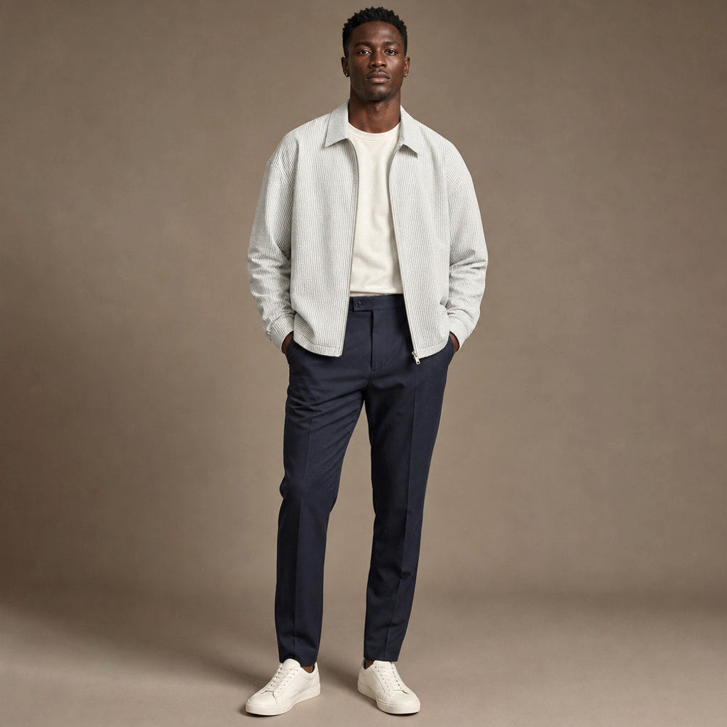 Iskander | Strickhemd Zip-Front Streifenmuster