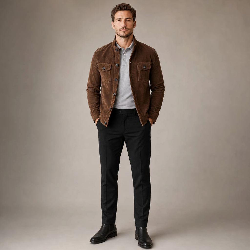 Jacke Wildleder-Optik Relaxed Fit – Burghard