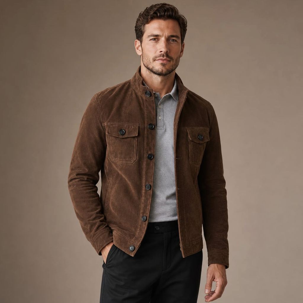 Jacke Wildleder-Optik Relaxed Fit – Burghard