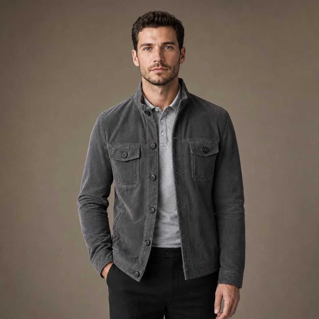 Jacke Wildleder-Optik Relaxed Fit – Burghard