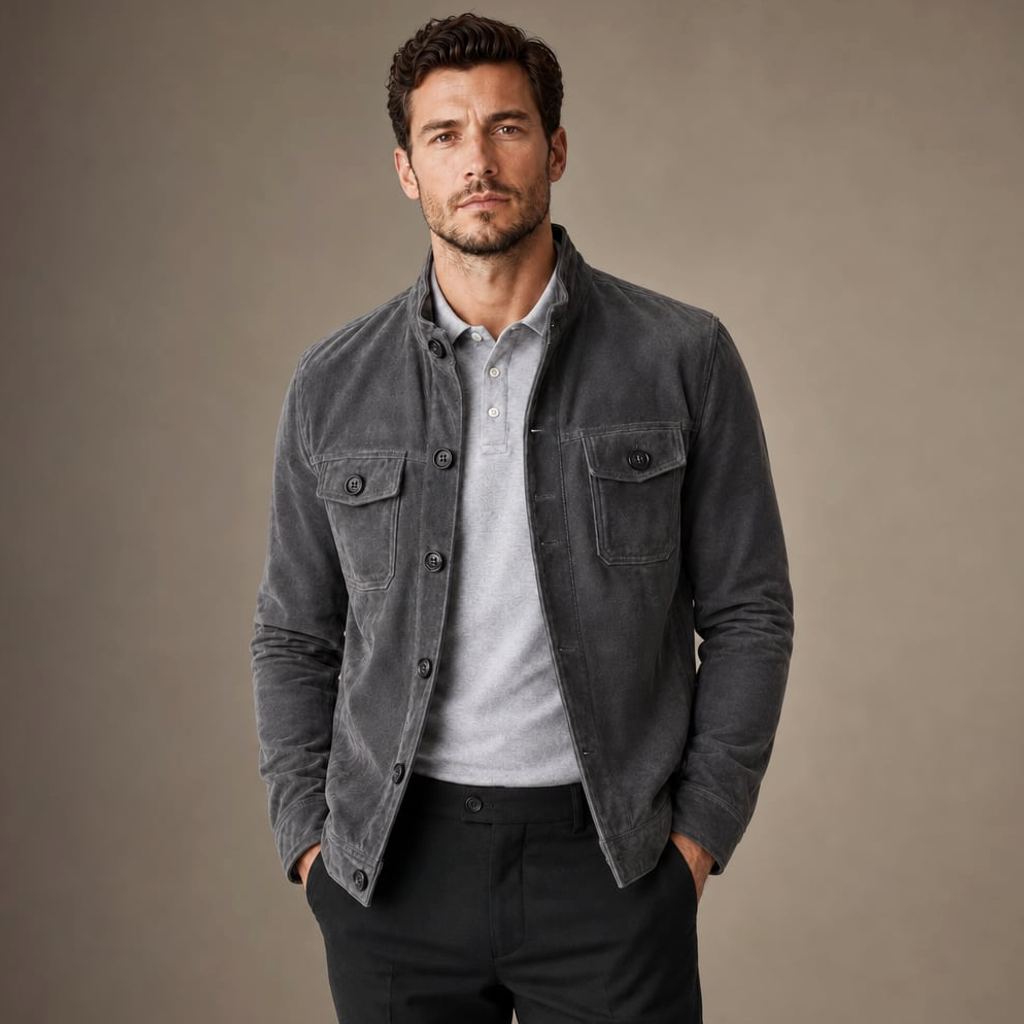 Jacke Wildleder-Optik Relaxed Fit – Burghard