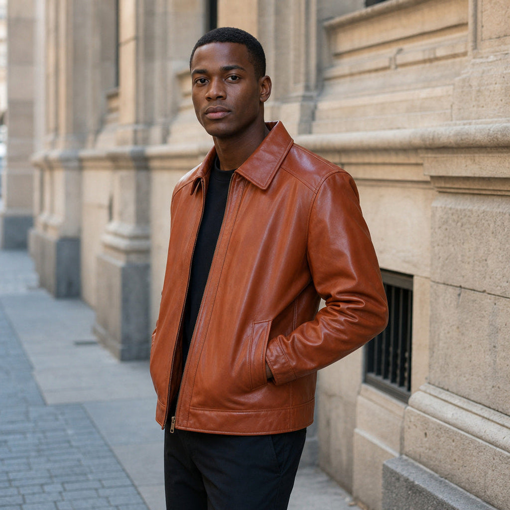 Josef | Lederjacke Bikerstil Braun
