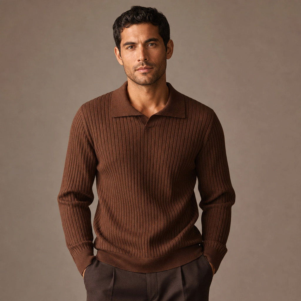 Justus | Poloshirt Rippstrick Langarm