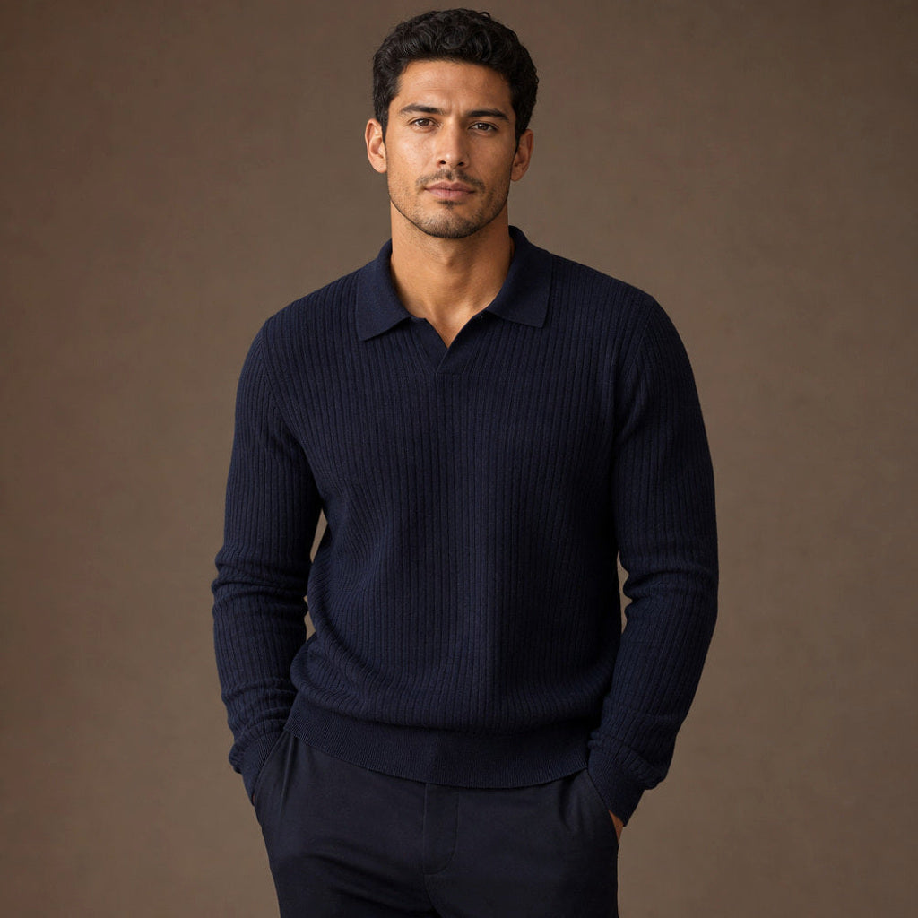 Justus | Poloshirt Rippstrick Langarm
