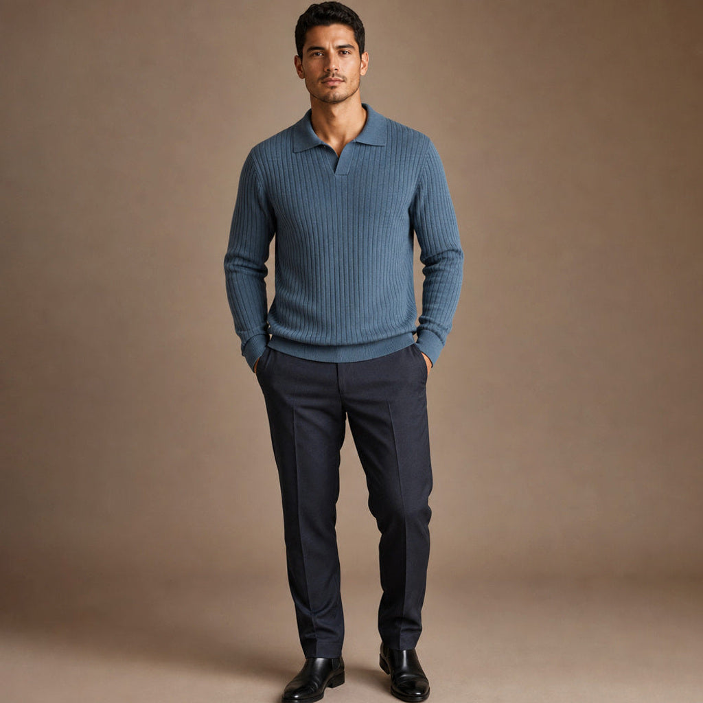 Justus | Poloshirt Rippstrick Langarm