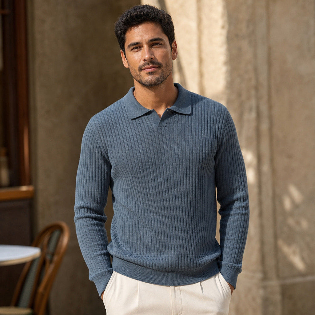 Justus | Poloshirt Rippstrick Langarm