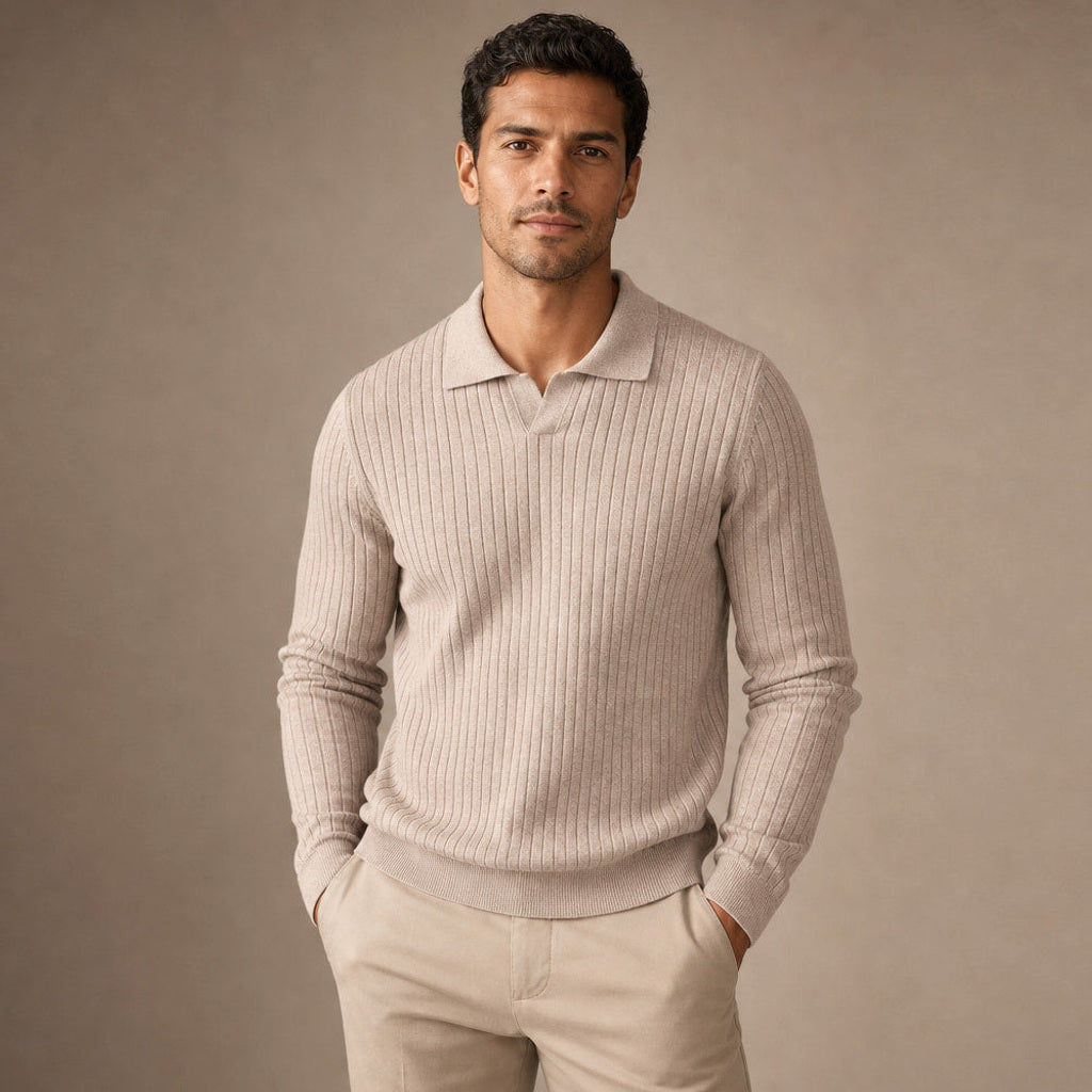 Justus | Poloshirt Rippstrick Langarm