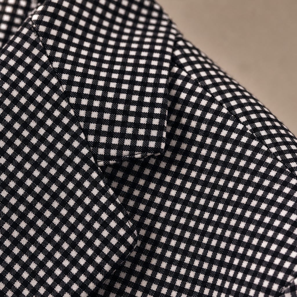 Kurzarm-Blazer Set Karo-Muster Slim Fit Schwarz – Stelvo