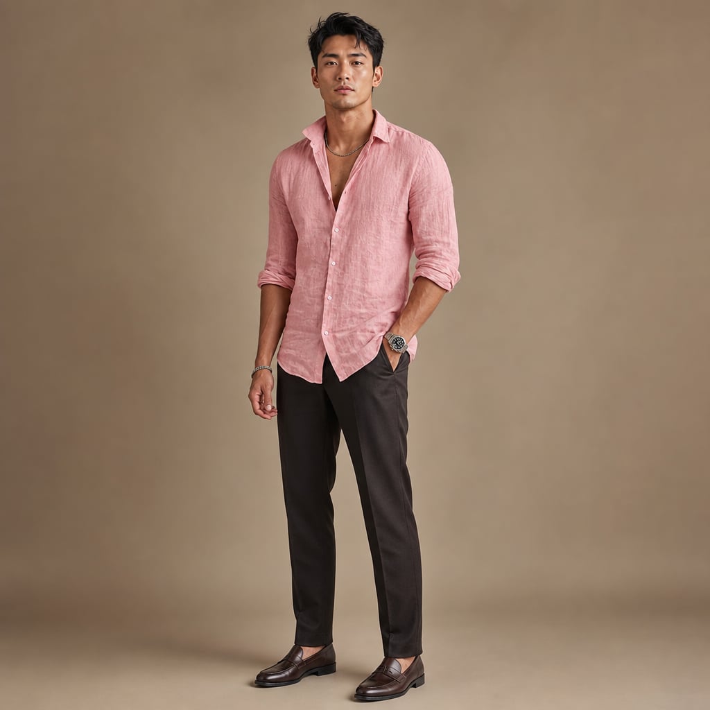 Leinenhemd Regular Fit Kurzarm Spreizkragen – Cove