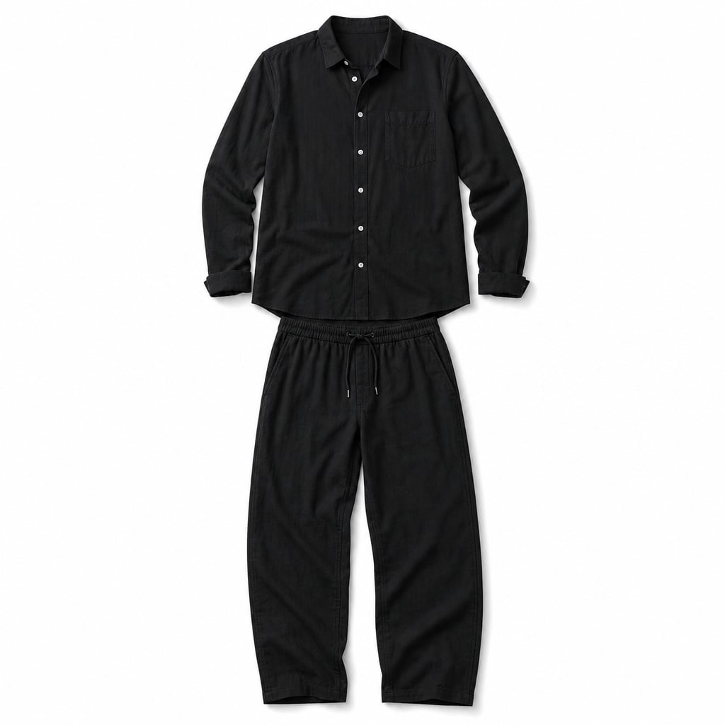 Leinenhemd-Set Regular Fit Langarm Grau – Areleon
