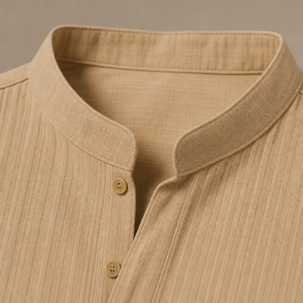 Leinenhemd Stehkragen Regular Fit Kurzarm – Tate