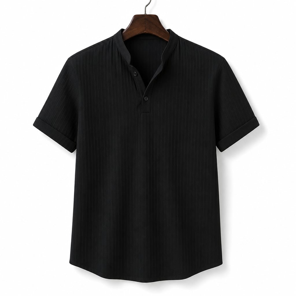Leinenhemd Stehkragen Regular Fit Kurzarm – Tate