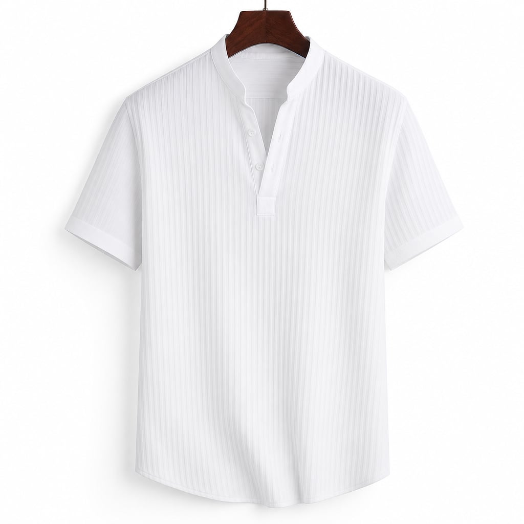 Leinenhemd Stehkragen Regular Fit Kurzarm – Tate
