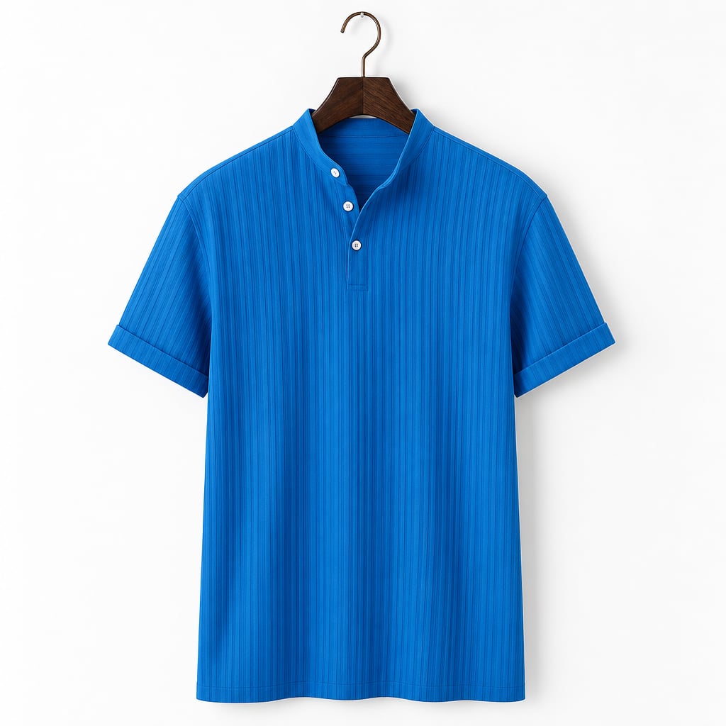 Leinenhemd Stehkragen Regular Fit Kurzarm – Tate