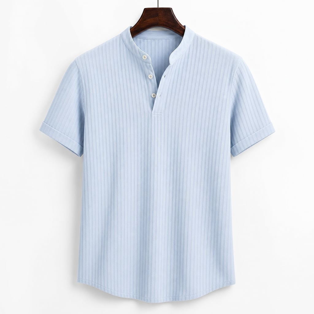 Leinenhemd Stehkragen Regular Fit Kurzarm – Tate