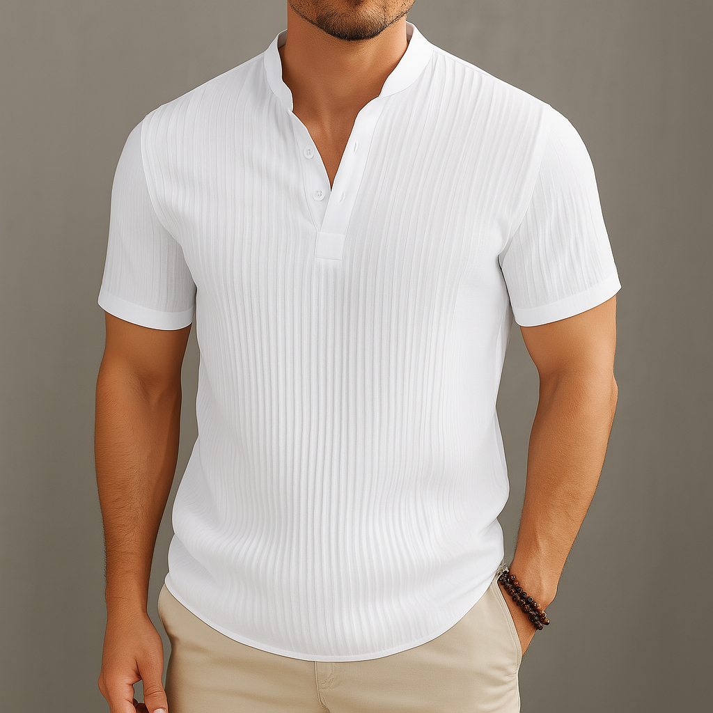 Leinenhemd Stehkragen Regular Fit Kurzarm – Tate
