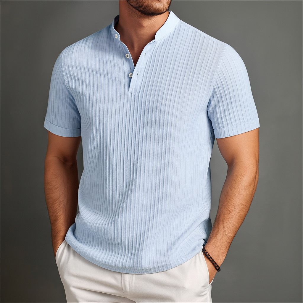 Leinenhemd Stehkragen Regular Fit Kurzarm – Tate