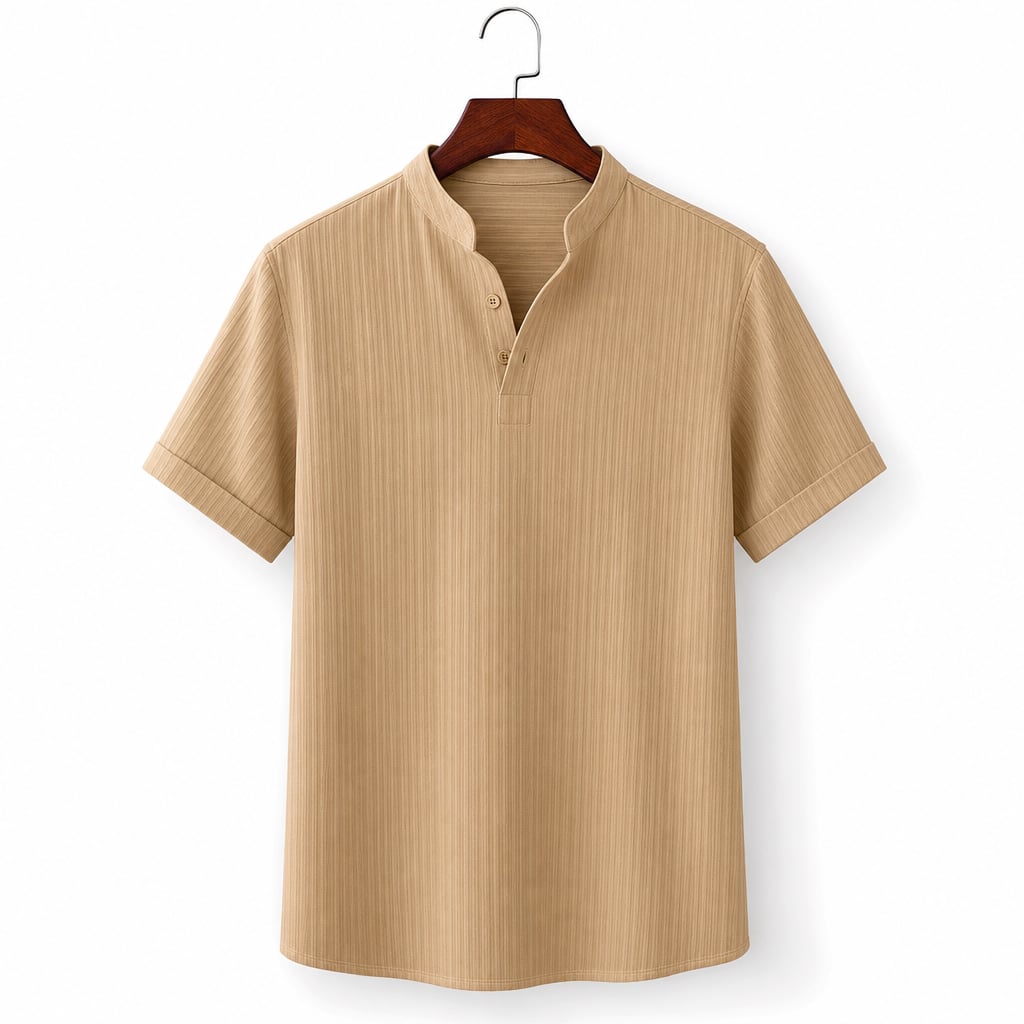 Leinenhemd Stehkragen Regular Fit Kurzarm – Tate