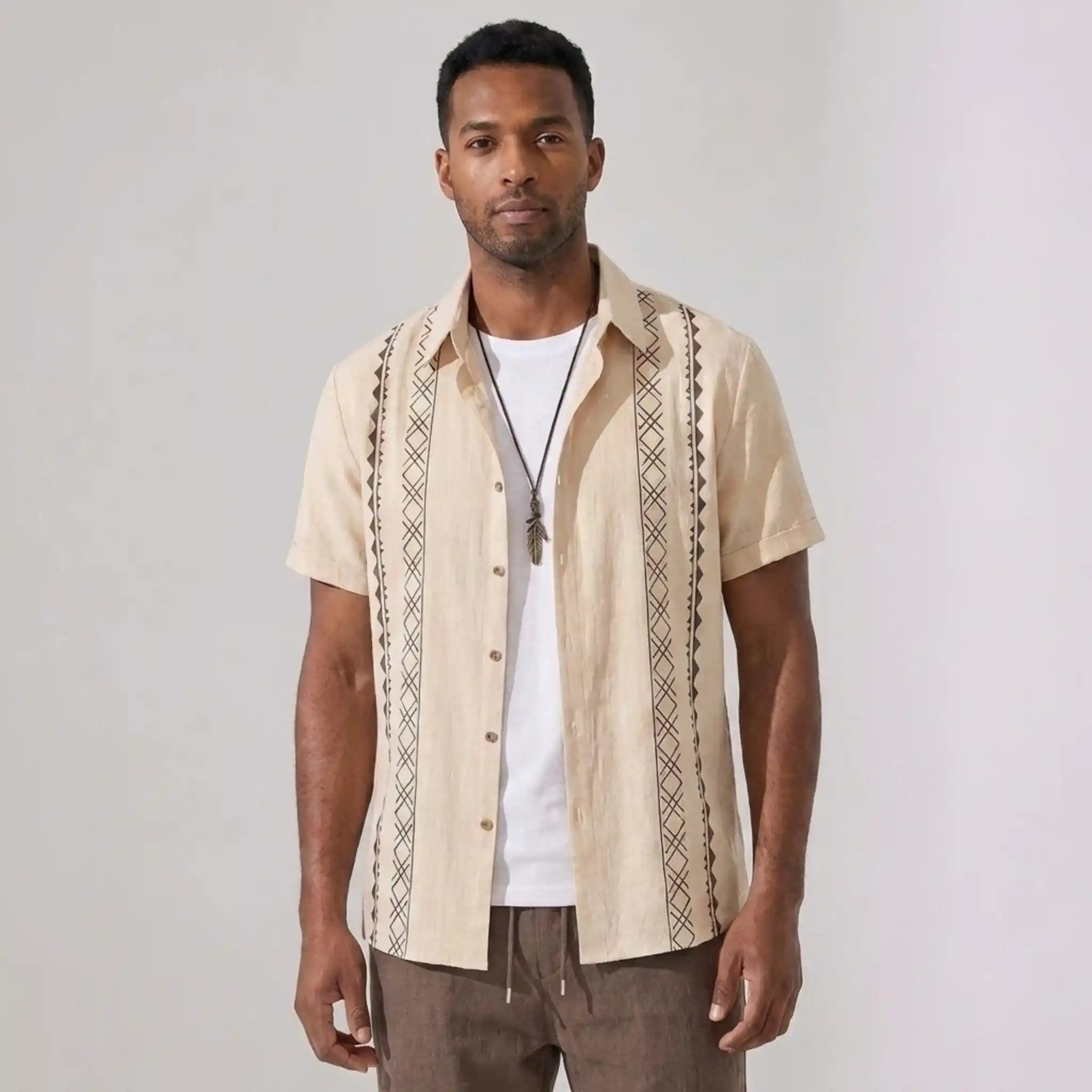 Leinenmischung Set Geometrisch Beige – Saxo