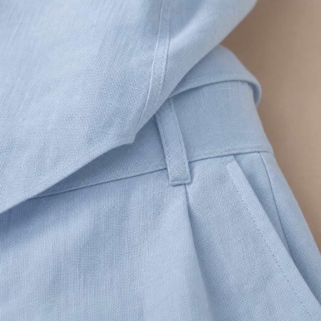 Leinenset Kurzarmhemd & Hose Regular Fit Hellblau – Korvex
