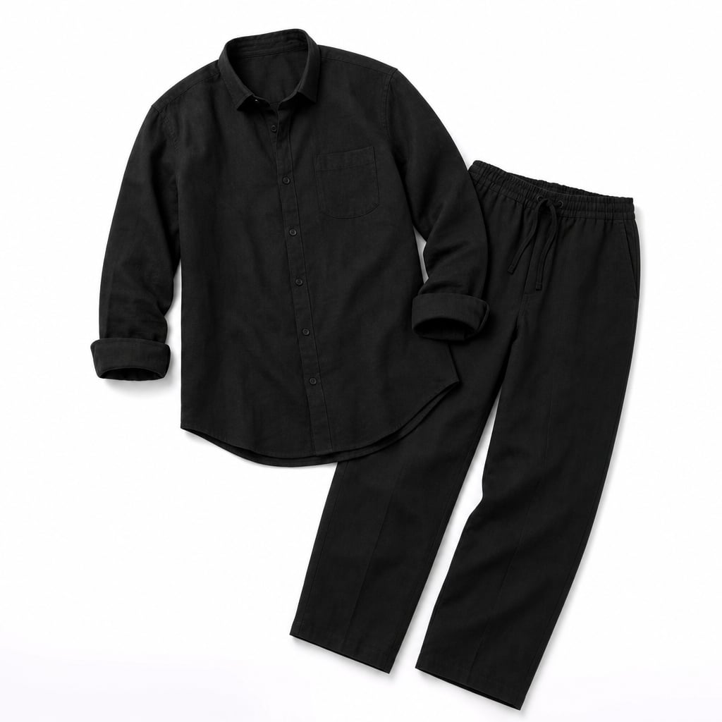 Leinenset Kurzarmhemd & Hose Regular Fit Hellblau – Korvex