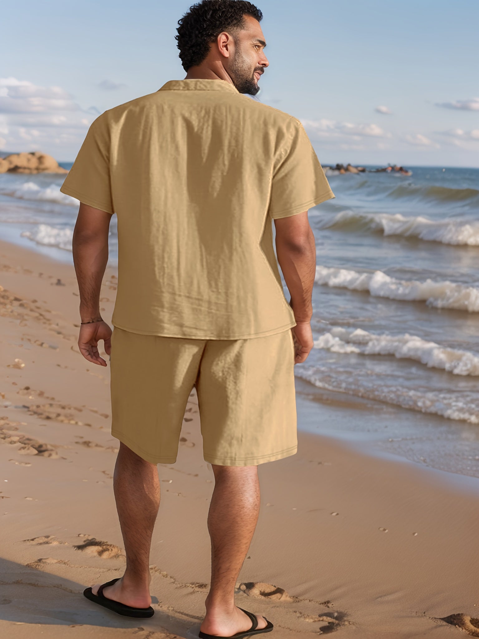 Leinenset Regular Fit Kurzarm Hemd und Shorts – Crest