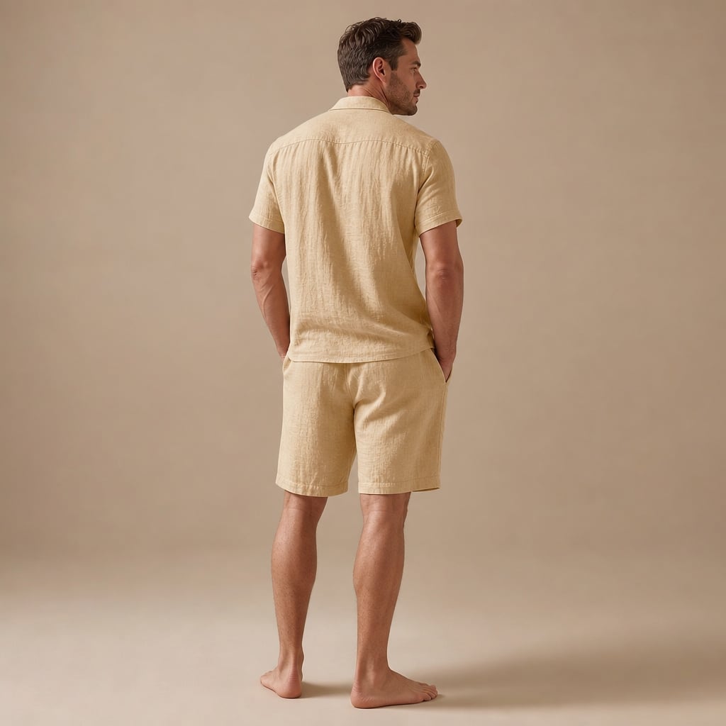 Leinenset Regular Fit Kurzarm Hemd und Shorts – Crest
