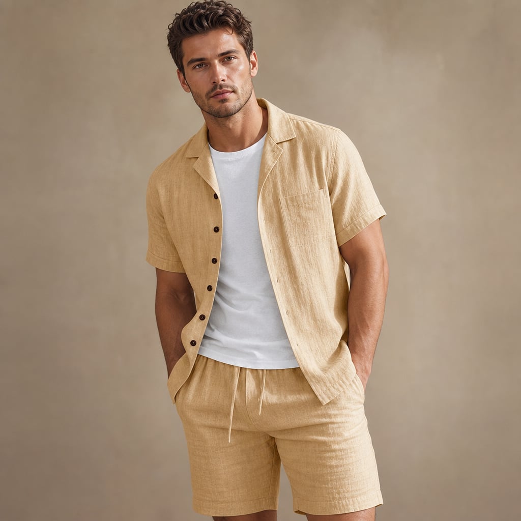 Leinenset Regular Fit Kurzarm Hemd und Shorts – Crest
