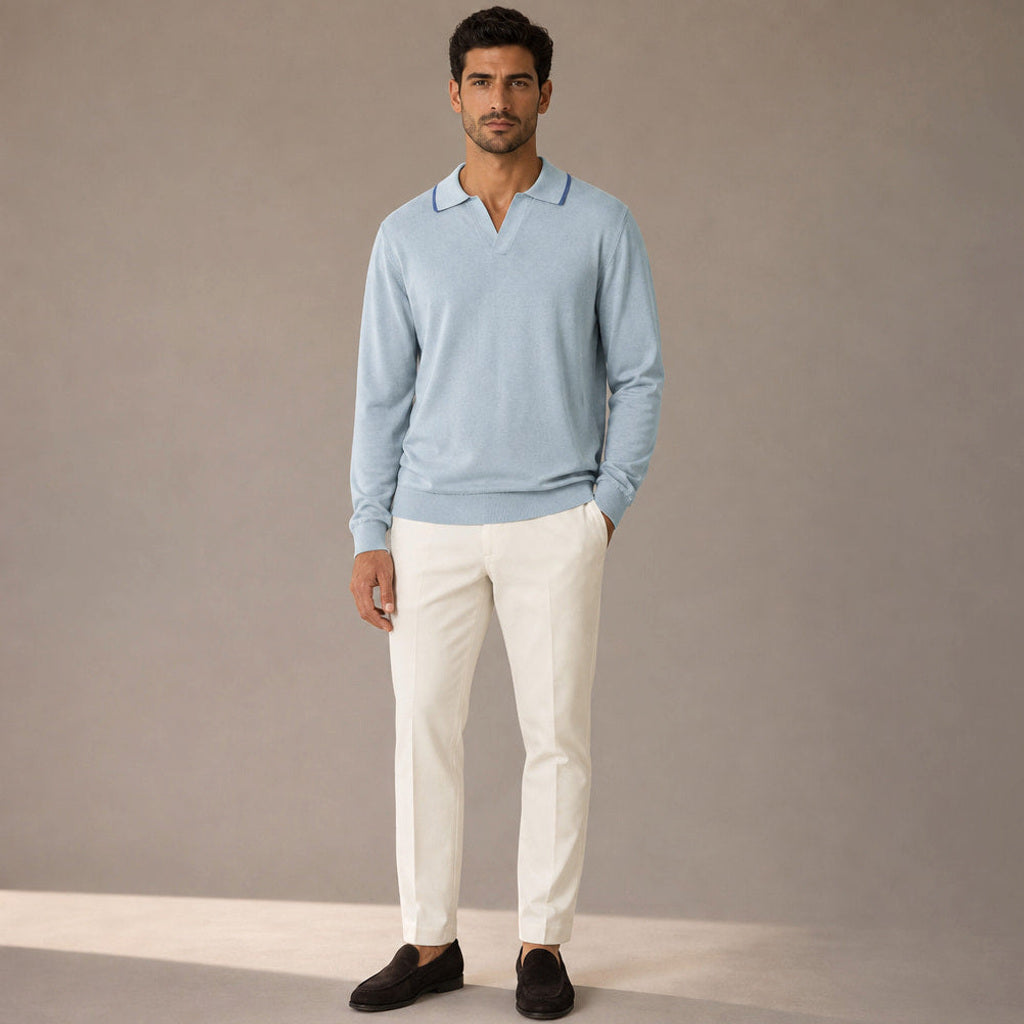 Leonhard | Poloshirt Feinstrick Langarm