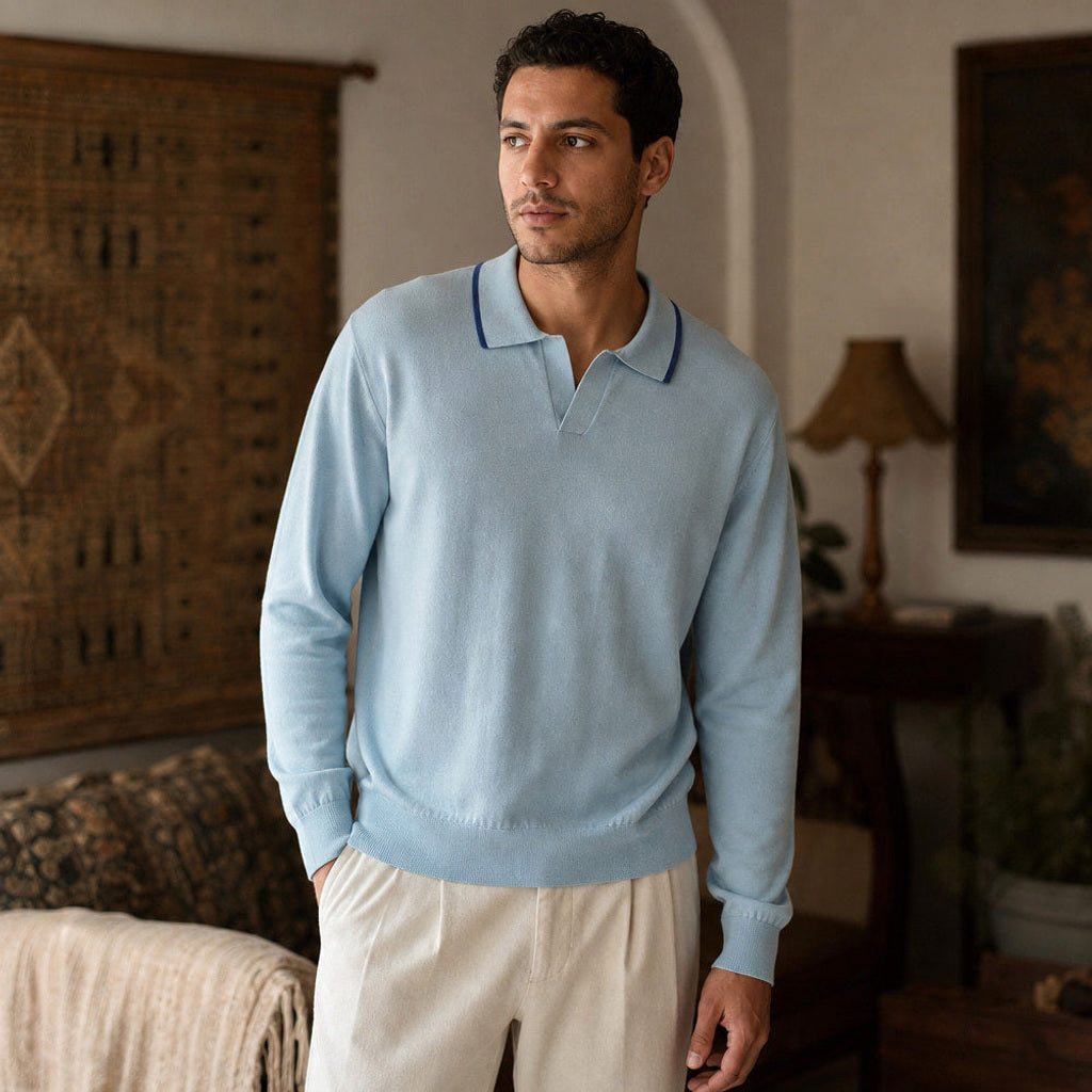 Leonhard | Poloshirt Feinstrick Langarm
