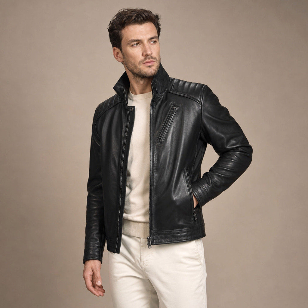 Luder | Lederjacke Bikerschnitt Schwarz