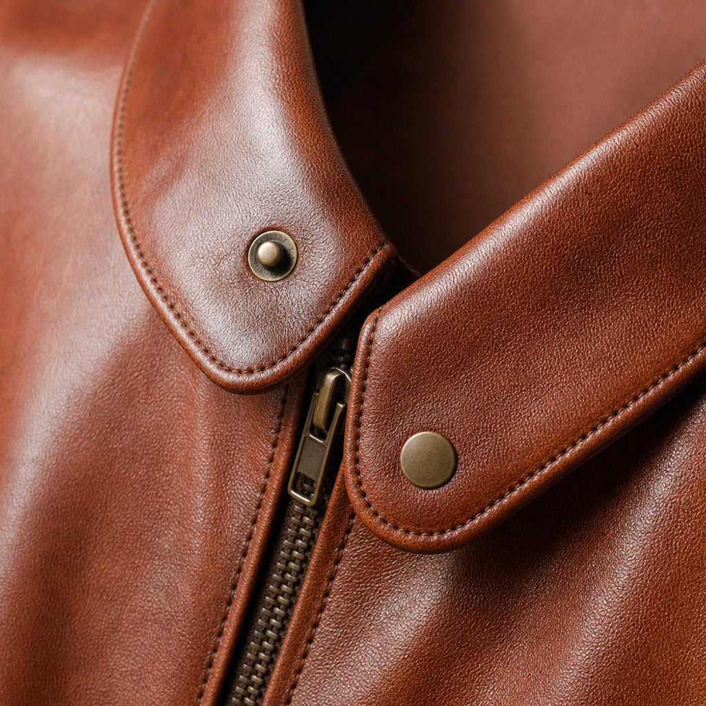 Luis | Bikerjacke Lammleder Rotbraun