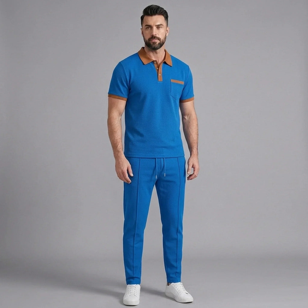 Waffelstrick-Set Poloshirt & Straight-Leg-Hose – Borten