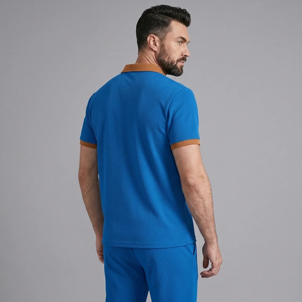 Waffelstrick-Set Poloshirt & Straight-Leg-Hose – Borten