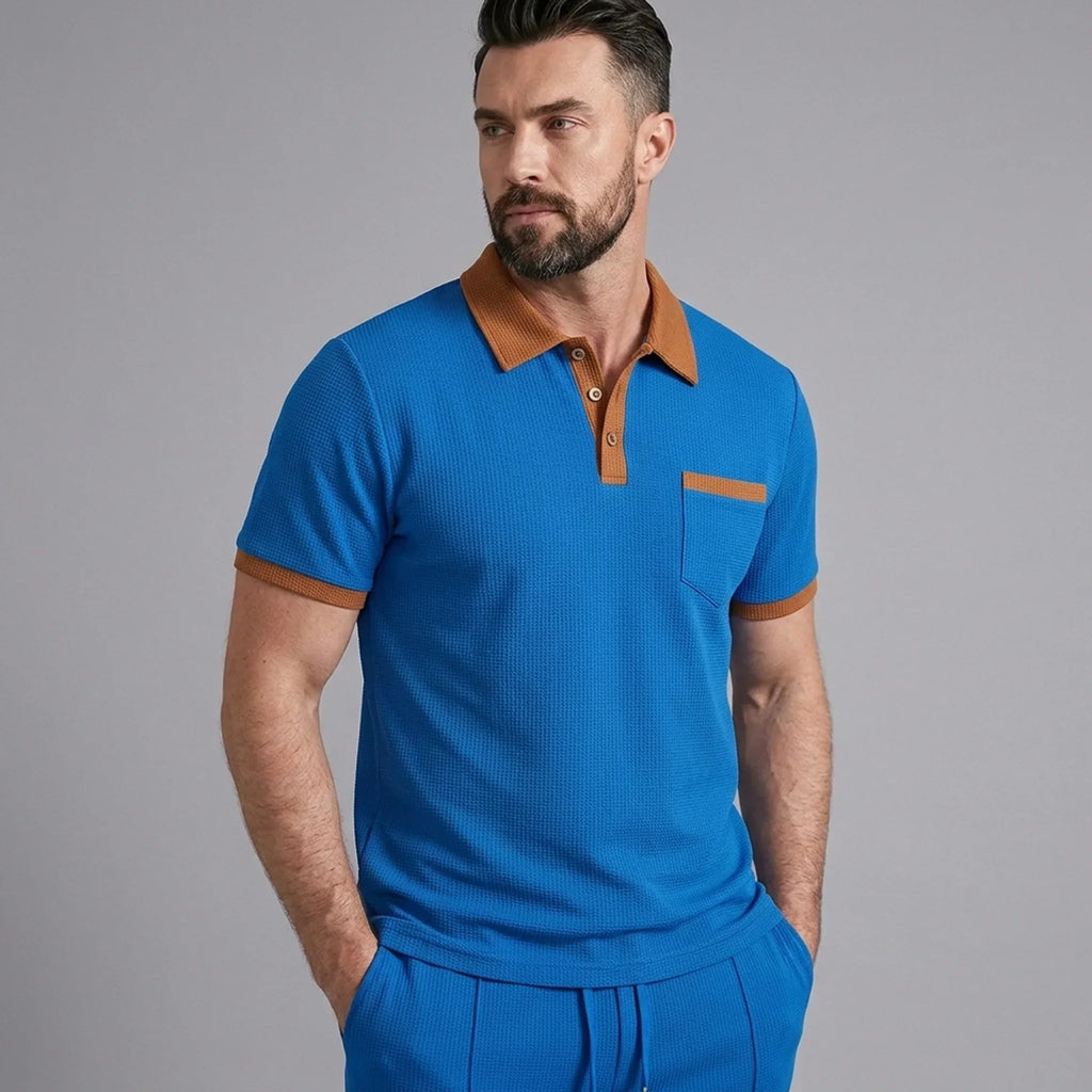 Waffelstrick-Set Poloshirt & Straight-Leg-Hose – Borten