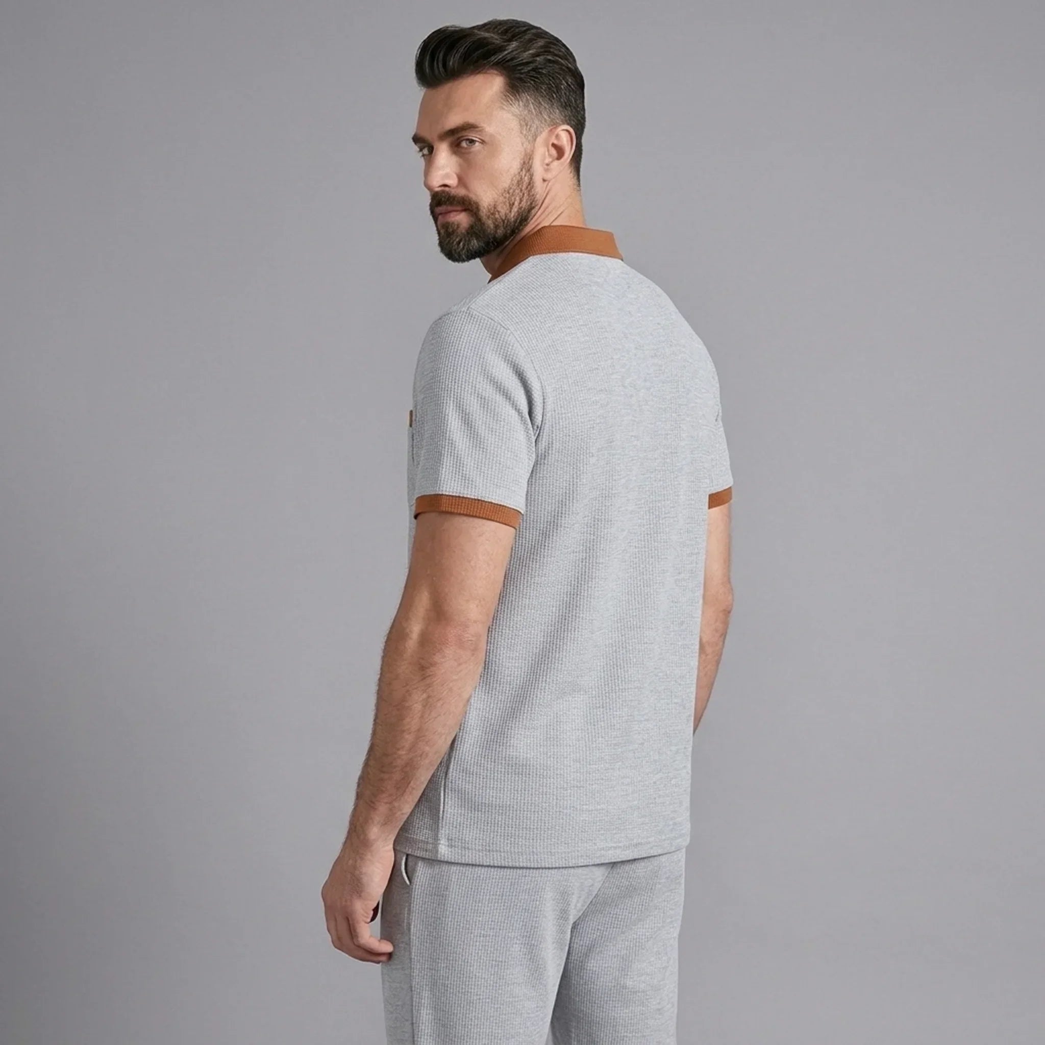 Waffelstrick-Set Poloshirt & Straight-Leg-Hose – Borten