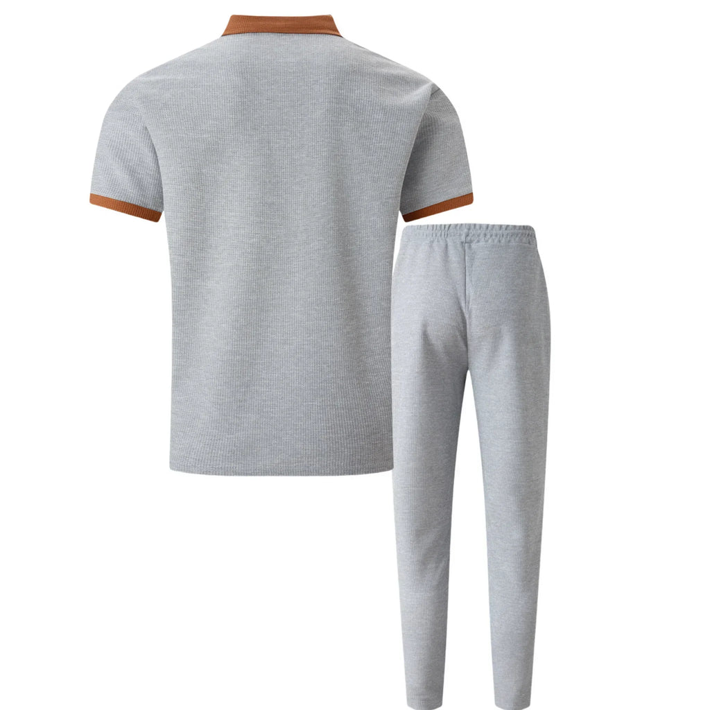 Waffelstrick-Set Poloshirt & Straight-Leg-Hose – Borten
