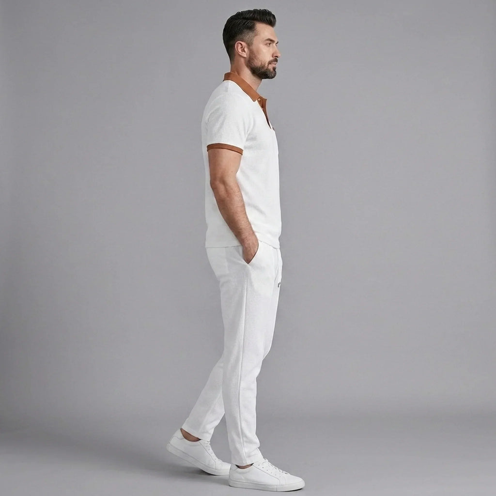 Waffelstrick-Set Poloshirt & Straight-Leg-Hose – Borten
