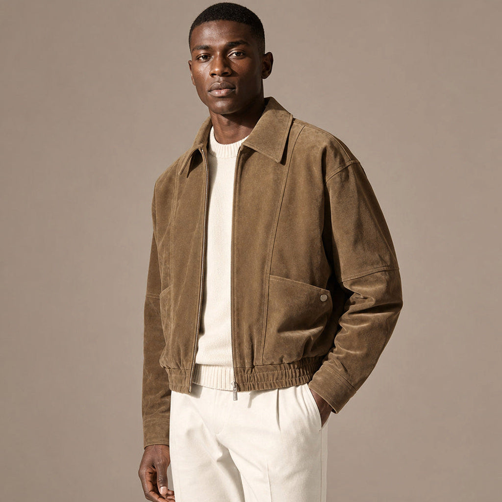 Marius | Fliegerjacke Wildlederoptik Braun