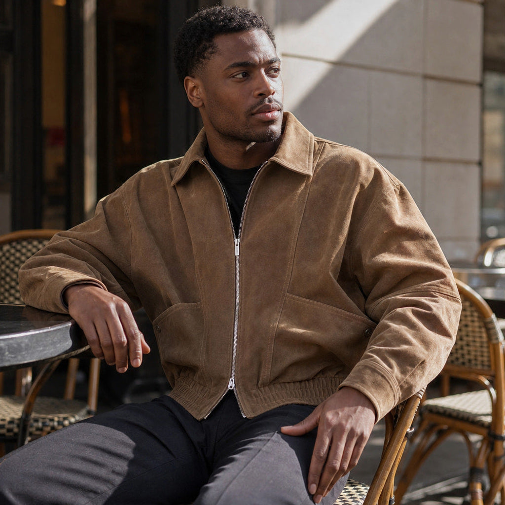 Marius | Fliegerjacke Wildlederoptik Braun