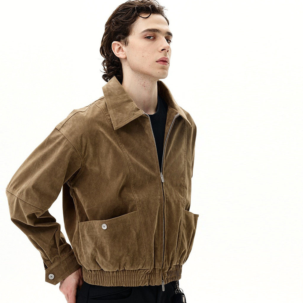 Marius | Fliegerjacke Wildlederoptik Braun