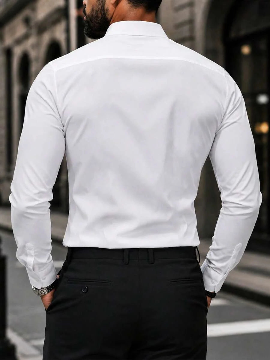 Marvo | Stehkragenhemd Langarm Stretch