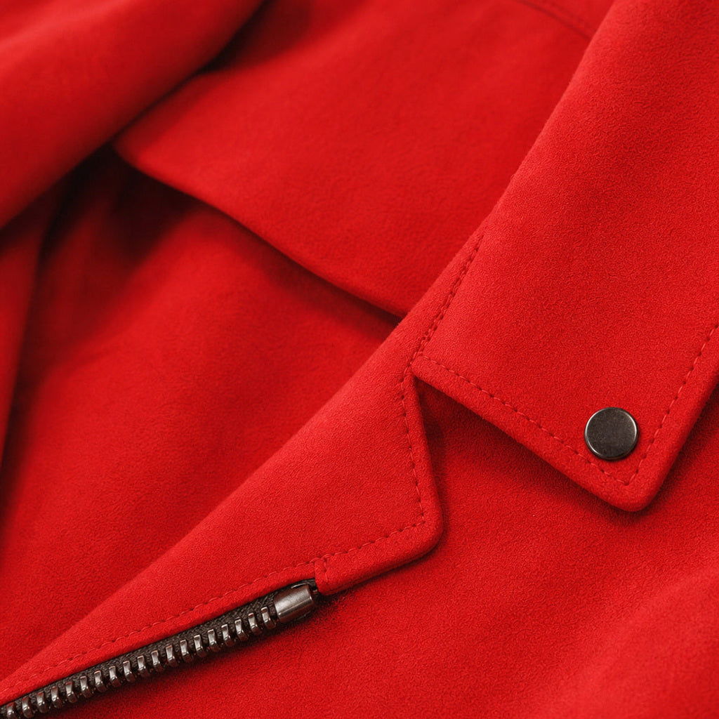Meinolf | Wildlederjacke Bikerkragen Rot