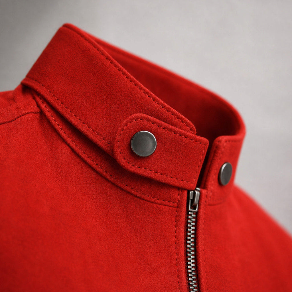 Meinolf | Wildlederjacke Bikerkragen Rot