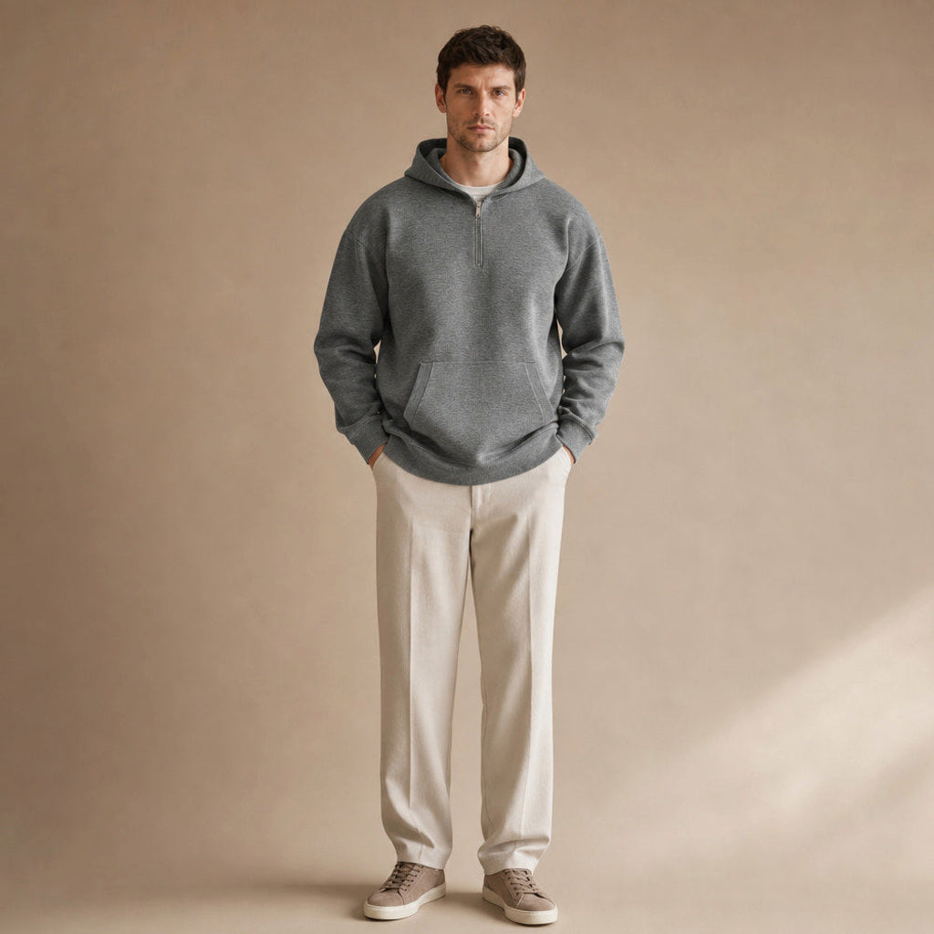 Meinulf | Strickhoodie Half-Zip mit Kapuze