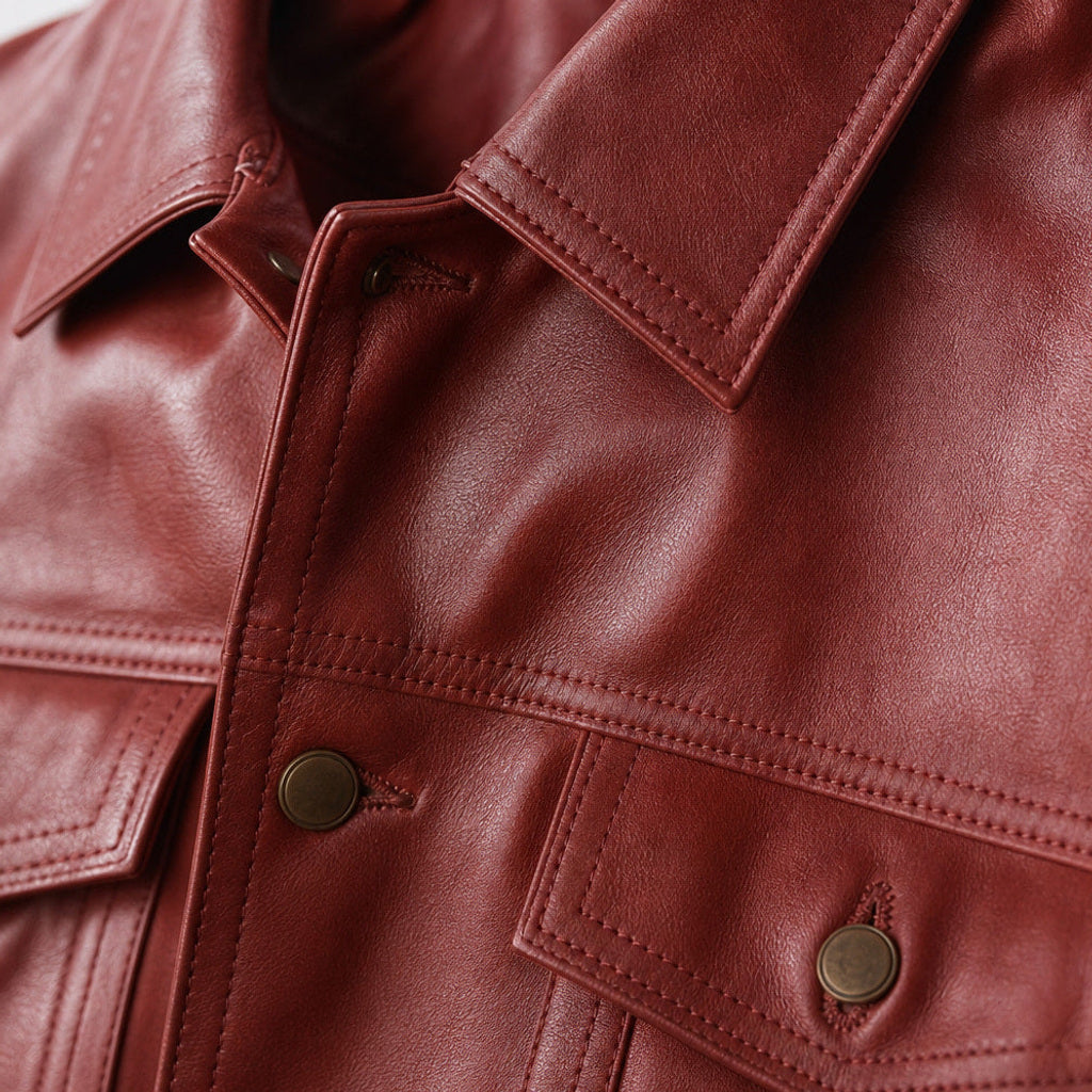 Norbert | Lederjacke Hemdkragen Rot