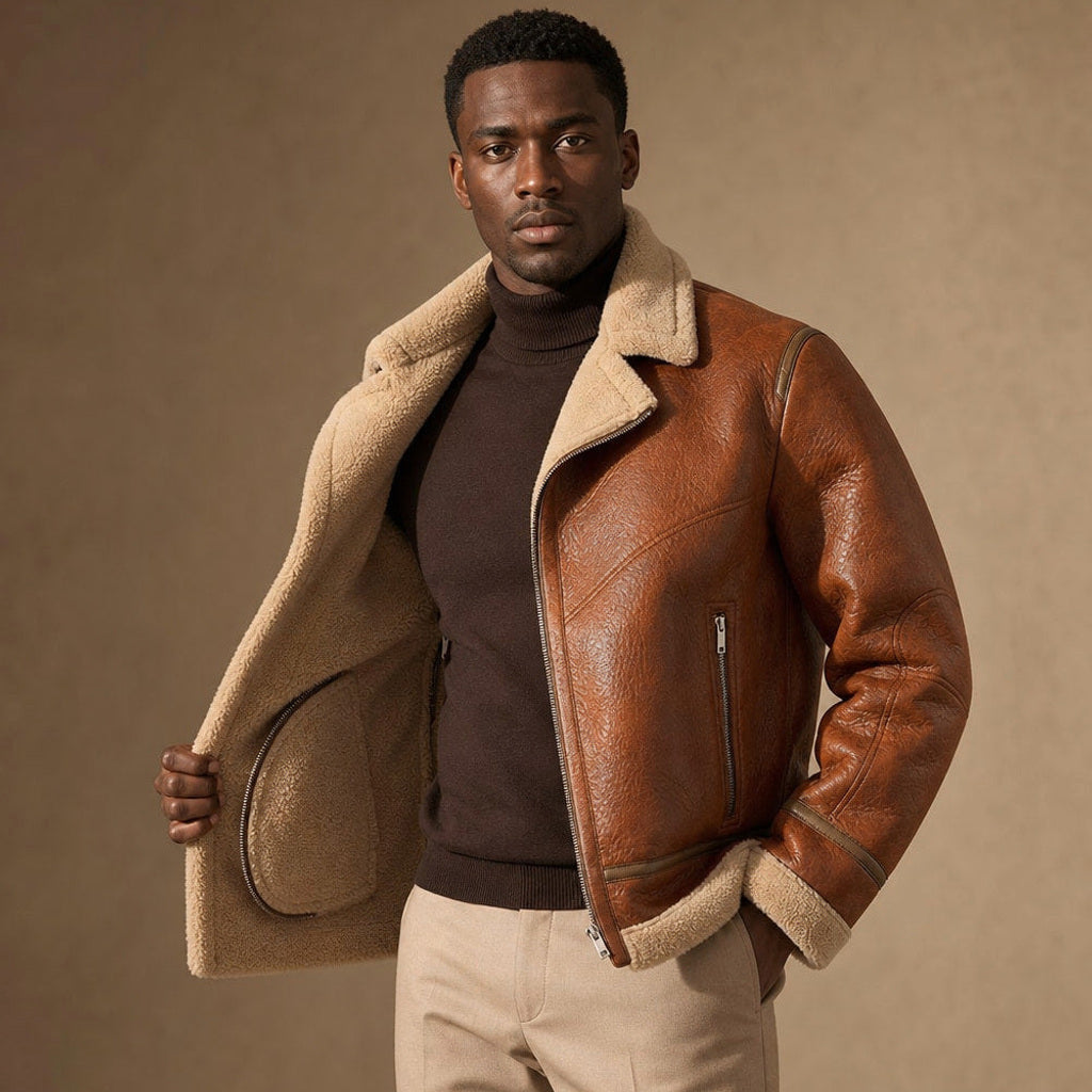Ordulf | Fliegerjacke Teddyfutter Cognac