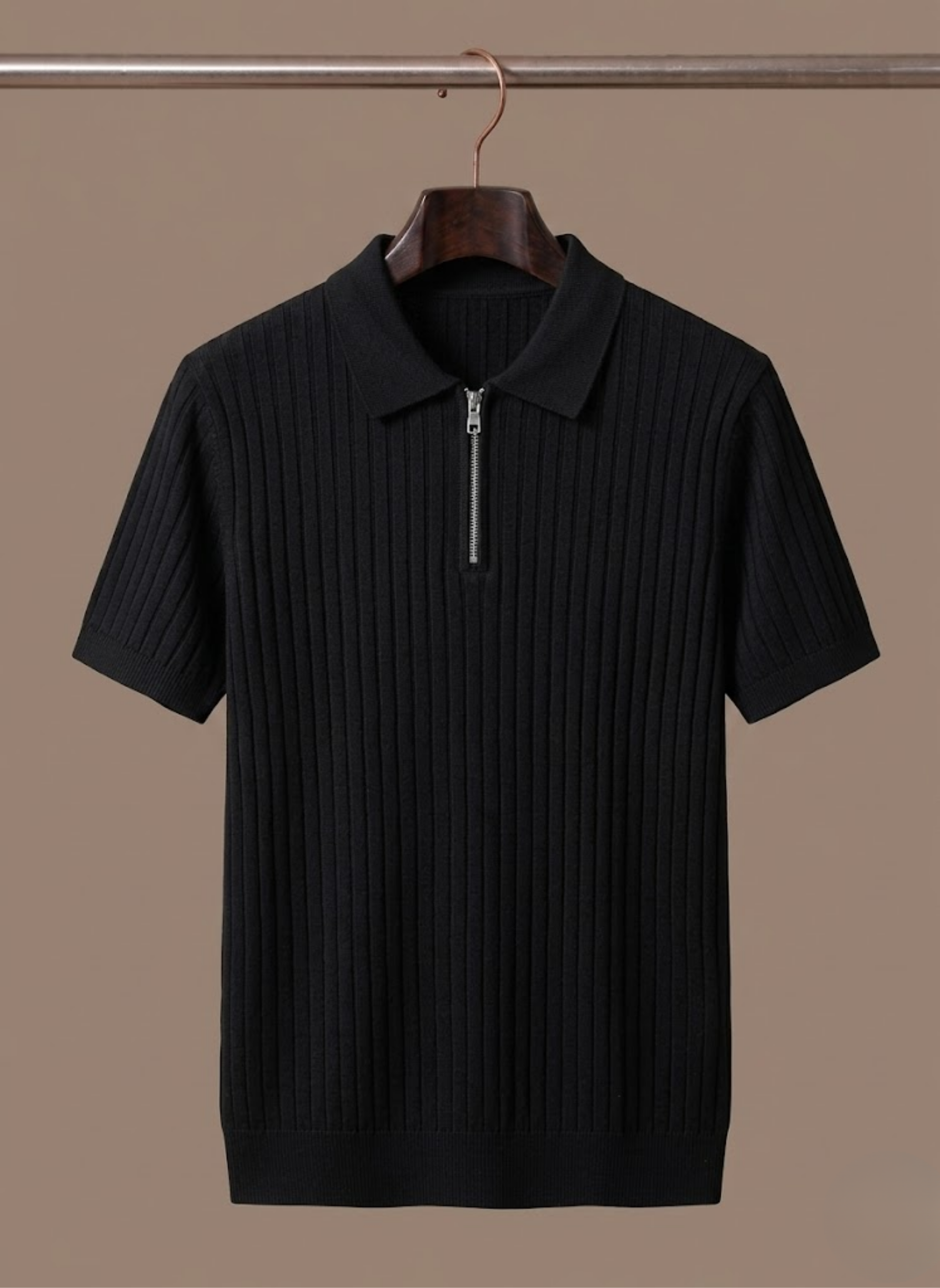 Poloshirt Strickoptik Horizontalstreifen Regular Fit – Senro