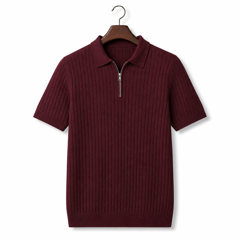 Poloshirt Strickoptik Horizontalstreifen Regular Fit – Senro